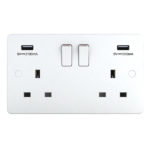 Socket 2 gang 13A USB Focus