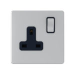 Socket 1 gang 13A Metal Black insert