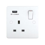 Socket 1 gang 13A USB Focus