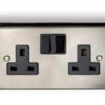 Socket 2 gang 13A Satin Chrome w/black