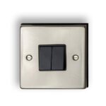 Switch 2 gang 2 way Satin Silver w/black