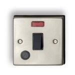 Switch Double pole 20A Satin Silver w/black