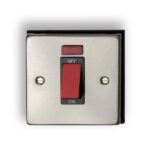 Cooker switch 1 gang  45A Satin Silver w/black