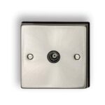 TV Socket 1 gang Satin Silver w/black