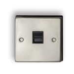 Telephone Socket 1 gang Satin Silver w/black