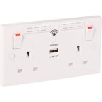 Socket 2 gang 13A Wifi Extender and USB