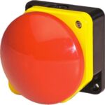 Emergency stop switch with large mushroom and box