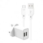 Charger USB  XO 2.4A 20 watt  1 way  UK plug Dual with C