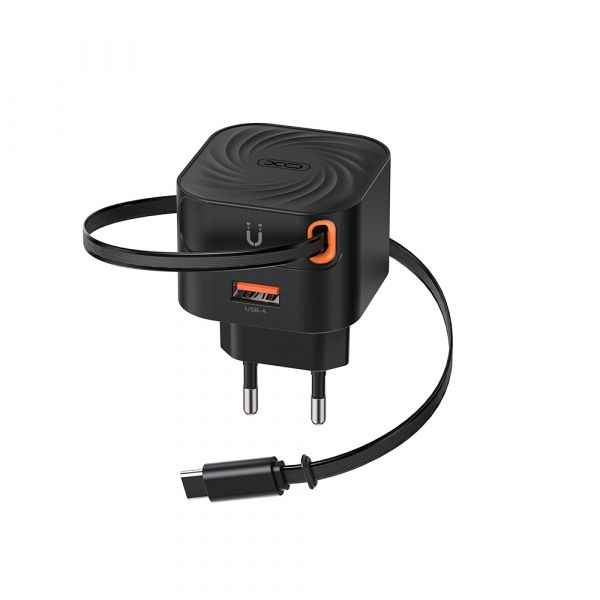 ehfpai_2_ Charger USB XO 2.4A 20 watt Fast Retractable cable A+C - Image 1