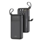 Power Bank 20,000mAh with Built-in USB-A, USB-C, Micro USB & Lightning Cables